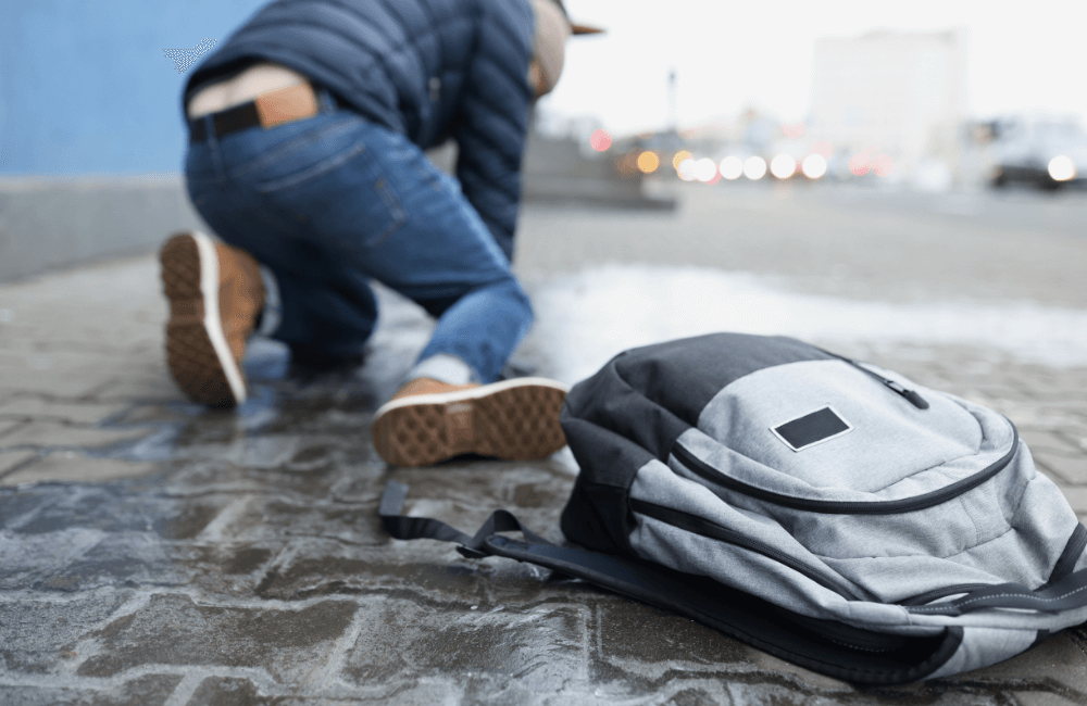 Man slipping on ice